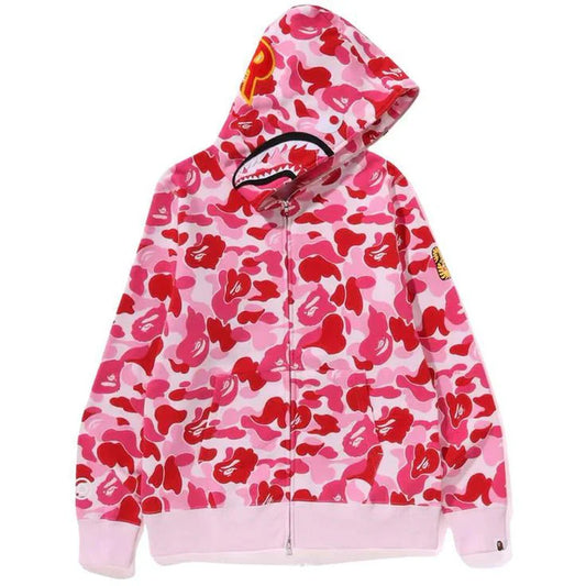 Bape Shark Full Zip Hoodie in Pink Camo