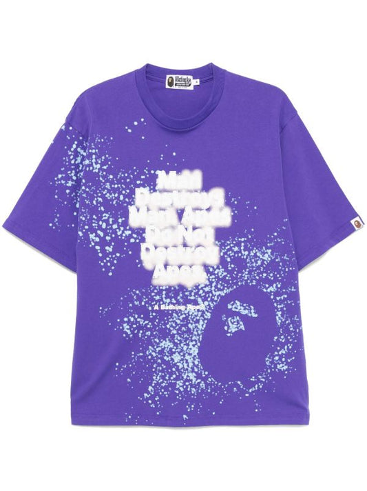 BAPE Spray Print Slogan Relaxed Fit Tee Purple