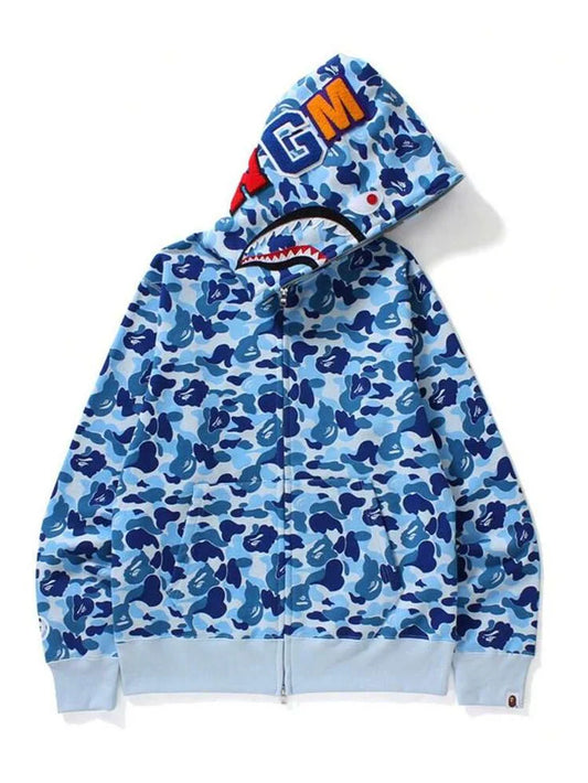 Bape ABC Camo Shark Full Zip Hoodie - Blue