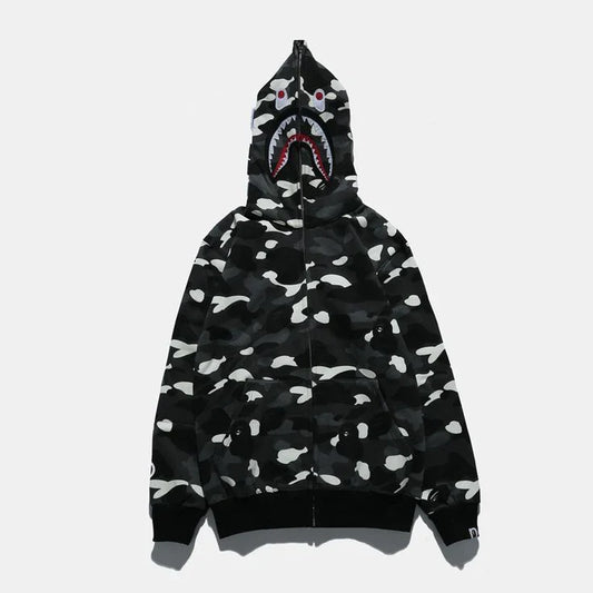 BAPE Shark Full Zip Hoodie Black Yellow